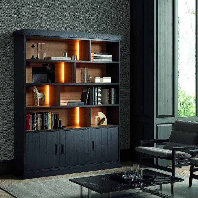 Bibliothèque moderne noire 177 cm Raphie
